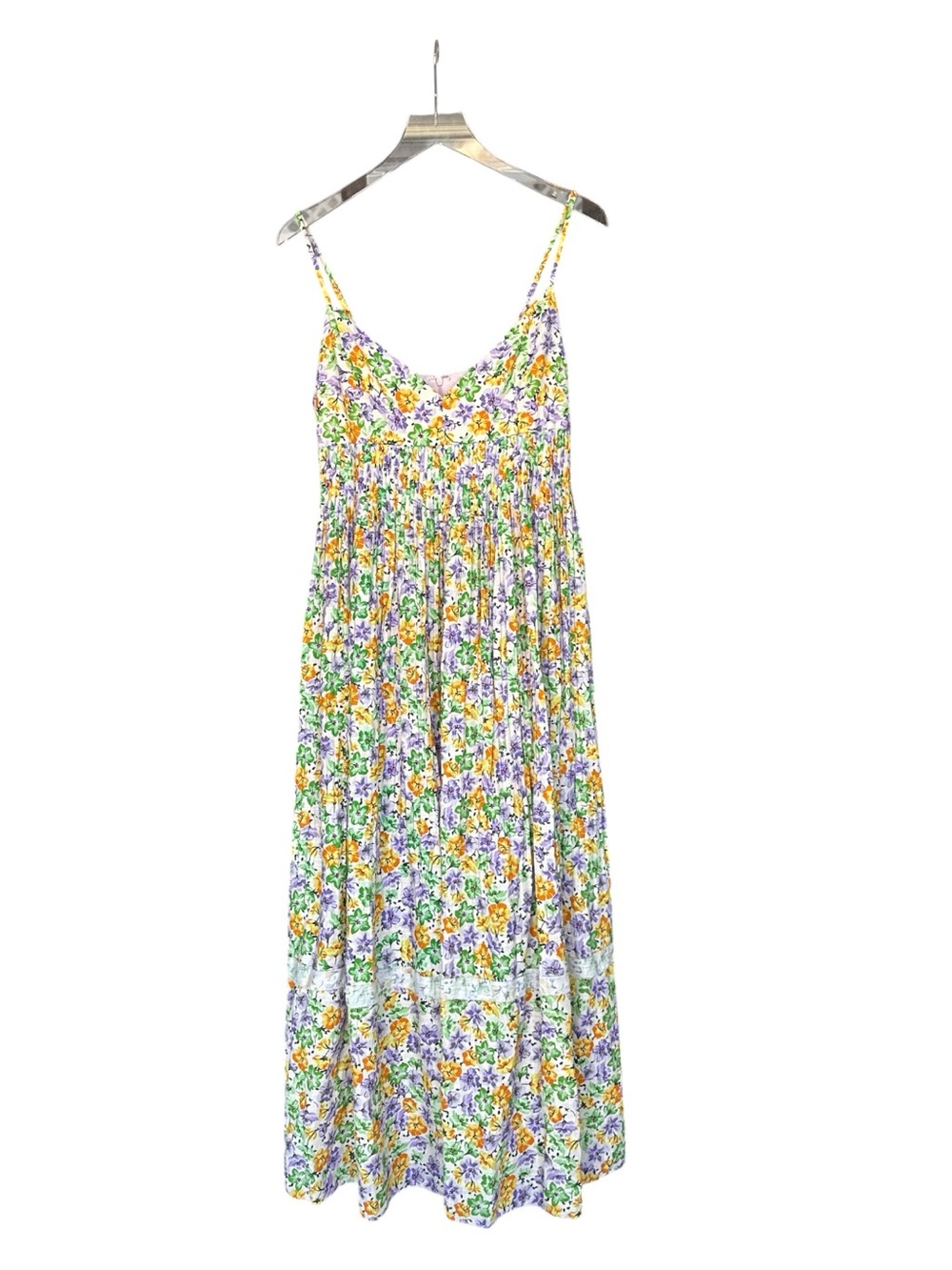 NICHOLAS Susan Whistledown Floral Linen Blend Pleated Maxi Dress Size 8